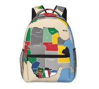 DUWAA South Sudan Composition Map Print Shoulder Bag With 1 Large, 1 Front And 2 Side Pockets, Adults Water-Resistant Bookbag Backpack