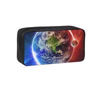 DUWAA Space Planet Earth Print Large Capacity Zipper Pencil Case for School Office College, Big Capacity Pencil Bag Holder Adult