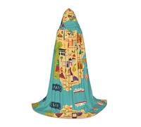 DUWAA Spain Map With Icons Illustra Print Halloween Costume Clothes Halloween Medieval Costume Cape For Women Men Renaissance Hooded Cloak