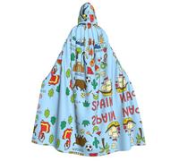 DUWAA Spain Travel Icons Artwork print Cloak with Hood for Men Women, Hooded Cape Cloak Unisex Halloween Witch Vampire Costume