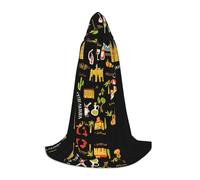 DUWAA Spain Travel Icons Artwork Print Halloween Costume Clothes Halloween Medieval Costume Cape For Women Men Renaissance Hooded Cloak