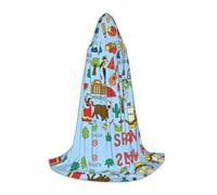 DUWAA Spain Travel Icons Artwork Print Halloween Costume Clothes Halloween Medieval Costume Cape For Women Men Renaissance Hooded Cloak