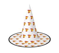 DUWAA Spanish Flag Map Print Witch Hat Witches Hats Halloween Women Adult Wizard Men Costume Cosplay Party Accessory-1pcs