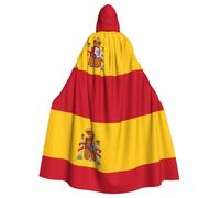 DUWAA Spanish Flag Print 59inch Carnival Cape, Unisex Adult Hooded Cloak For Halloween Witch Vampire Wizard Cosplay