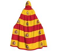DUWAA Spanish flag print Cloak With Hood Unisex Medieval Cloak Wizard Robe Renaissance Cape Halloween Costume Cosplay