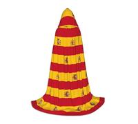 DUWAA Spanish Flag Print Halloween Hooded Cloak Cape Medieval Style For Christmas Party, Cosplay Masquerade Costumes