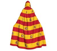 DUWAA Spanish flag print Hooded Robe Halloween Cosplay Costume Robe Cloak Cape Wizard Raven Cosplay Costume