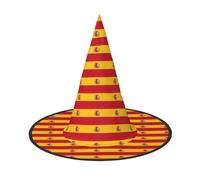 DUWAA Spanish Flag Print Print Halloween Hanging Witch Hats Costume Accessories, Decorations For Home, Yard, Porch-3pcs