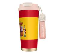 DUWAA Spanish Flag Print Stainless Steel Insulated Travel Coffee Mug, Camping Mug,Coffee Tumbler For Men Women