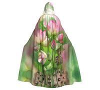 DUWAA Spirit Of The Lotus Print Adult Halloween Hooded Cape, Full Length Unisex Cloak For Men Women, For Halloween Cosplay