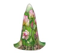 DUWAA Spirit Of The Lotus Print Halloween Hooded Cloak Cape Medieval Style For Christmas Party, Cosplay Masquerade Costumes