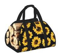 DUWAA Spring Sunflowers Retro Flowers Print Large Fire Wood Sling Carrier with Handles for Easy Transport Carrying and Wood Stove 48×101cm