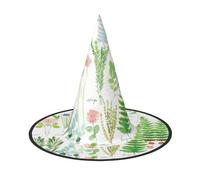 DUWAA Springtime Herb Garden Print Witch Hat Witches Hats Halloween Women Adult Wizard Men Costume Cosplay Party Accessory-1pcs