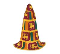 DUWAA Sri Lanka Flag Print Halloween Hooded Cloak Cape Medieval Style For Christmas Party, Cosplay Masquerade Costumes