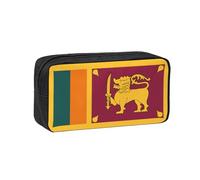 DUWAA Sri Lanka Flag Print Large Capacity Zipper Pencil Case for School Office College, Big Capacity Pencil Bag Holder Adult