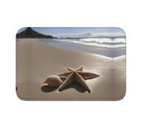 DUWAA Starfish Seashell Sandy Beach Print Door Mat Indoor Outdoor Entrance Doormat Non Slip Rubber Backing Decorative For Home Front Entry