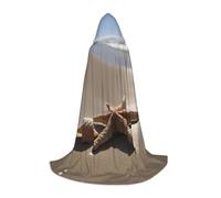 DUWAA Starfish Seashell Sandy Beach Print Halloween Hooded Cloak Cape Medieval Style For Christmas Party, Cosplay Masquerade Costumes
