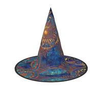 DUWAA Starry Sky Mandala Print Witch Hat Witches Hats Halloween Women Adult Wizard Men Costume Cosplay Party Accessory-1pcs