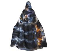 DUWAA Starry Sky Print Adult Halloween Hooded Cape, Full Length Unisex Cloak For Men Women, For Halloween Cosplay