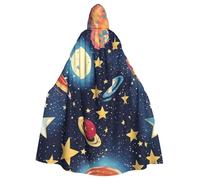 DUWAA Starry Sky Universe Space Print Adult Halloween Hooded Cape, Full Length Unisex Cloak For Men Women, For Halloween Cosplay