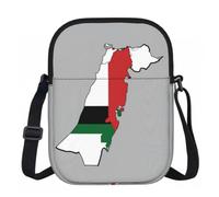 DUWAA State Of Palestine Flag Map 03 Print Adjustable Strap Oxford Sling Bag, Small Water-Resistant Crossbody Purse For Travel