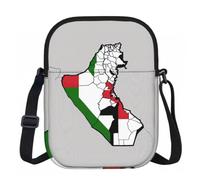 DUWAA State Of Palestine Topographic Flag Map Print Adjustable Strap Oxford Sling Bag, Small Water-Resistant Crossbody Purse For Travel