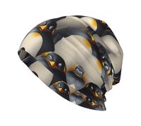 DUWAA Stylish Crowd of Penguins Print Adult Men's Knit Hat, Toboggan Hats, Unisex Warm Winter Beanie Hat, for Outdoor Activities Black