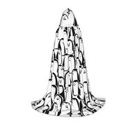 DUWAA Stylish Crowd Of Penguins Print Halloween Hooded Cloak Cape Medieval Style For Christmas Party, Cosplay Masquerade Costumes