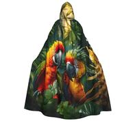 DUWAA Summer Parrot print Hooded Robe Halloween Cosplay Costume Robe Cloak Cape Wizard Raven Cosplay Costume