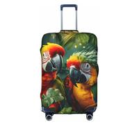 DUWAA Summer Parrot Print Travel Luggage Cover, Waterproof Dustproof Suitcase Protector, Elastic Luggage Protector, White, M