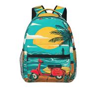 DUWAA Sunset Beach Palm Tree Print Camping Backpack Gym Backpack With Adjustable Shoulder Straps Sturdy Work Bag Laptop Rucksack