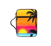 DUWAA Sunset Palm Tree Print 26Ã- 20 Cm Large Capacity Bible Cover Case, Study Supplies Tote Bag for Women and Christian