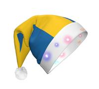 DUWAA Swedish Flag Print Light Up Christmas Hat, Glow Lighted Santa Cap With Colorful Led Strip Light For Adults