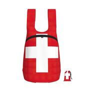 DUWAA Swiss Flag Print Foldable Hiking Shoulder Bags, Travel Lightweight Packable Daypack Backpack 10kg For Women Men