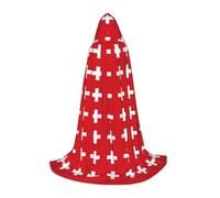 DUWAA Swiss Flag Print Medieval Cloak Wizard Robe Cloak With Hood Renaissance Cape Halloween Costume Cosplay Prop