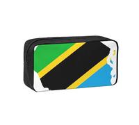 DUWAA Tanzania Flag Map Print Large Capacity Pencil Case Pencil Pouch with Zipper Portable Pen Case for Office Travel Makeup