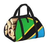 DUWAA Tanzania Flag Print Wood Baskets with Handle Large Log Store for Fireplace Wear-Resistant Picnic Bags Log Basket