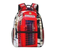 DUWAA Telephone Booth Print Camping Backpack Gym Backpack With Adjustable Shoulder Straps Sturdy Work Bag Laptop Rucksack