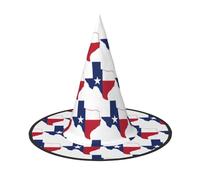 DUWAA Texas State Flag Map Print Witch Hat Witches Hats Halloween Women Adult Wizard Men Costume Cosplay Party Accessory-1pcs