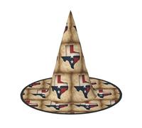 DUWAA Texas State Flag Map With Two White Stars Print Halloween Witch Hat Costume Accessory Women Hats For Halloween Party Cosplay Accessories-2pcs