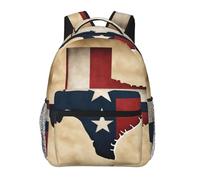 DUWAA Texas State Flag Map With Two White Stars Print Shoulder Bag With 1 Large, 1 Front And 2 Side Pockets, Adults Water-Resistant Bookbag Backpack