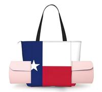 DUWAA Texas State Flag Print Large Work Tote Bag with Yoga Mat Holder, Large Size Pocket Everyday Bag for Yoga Gym