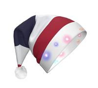 DUWAA Thailand Flag Print Light Up Christmas Hat With 3 Blinking Color, Adults Led Soft Faux Santa Cap For Party