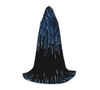 DUWAA The Blue Binary Print Halloween Costume Clothes Halloween Medieval Costume Cape For Women Men Renaissance Hooded Cloak