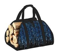 DUWAA The Blue Binary Print Wood Baskets with Handle Large Log Store for Fireplace Wear-Resistant Picnic Bags Log Basket