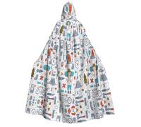 DUWAA The Nature Wildlands Activities Pattern print Cloak with Hood for Men Women, Hooded Cape Cloak Unisex Halloween Witch Vampire Costume