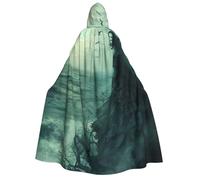 DUWAA the sea witch inspired print Halloween Hooded Robe Cloak for Adult Men Women Wizard Vampire Knight Fancy Cool Cape Costume