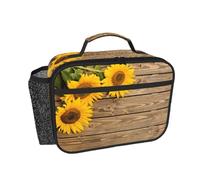 DUWAA Three Sunflowers On Wooden Print Reusable Lunch Bag for Men Women, Collapsible Designed for Fresh Office Lunches Ideal Gift