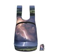 DUWAA Thunder Landscape Print Packable Backpack 16l Gym Backpack Portable Storage Carry On Backpack Travel Bag For Men Women