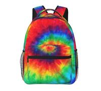 DUWAA Tie Dye Hippies Print Rucksack Bag For Men Women High-Capacity Vacuum Backpack Multi-Layer Design Travel Backpack